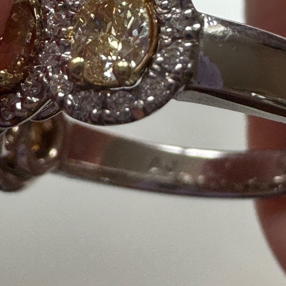 Fancy Yellow 5 Natural Diamond Eternity Ring Oval Cut 18K White Gold, Size 6 - Picture 9 of 16